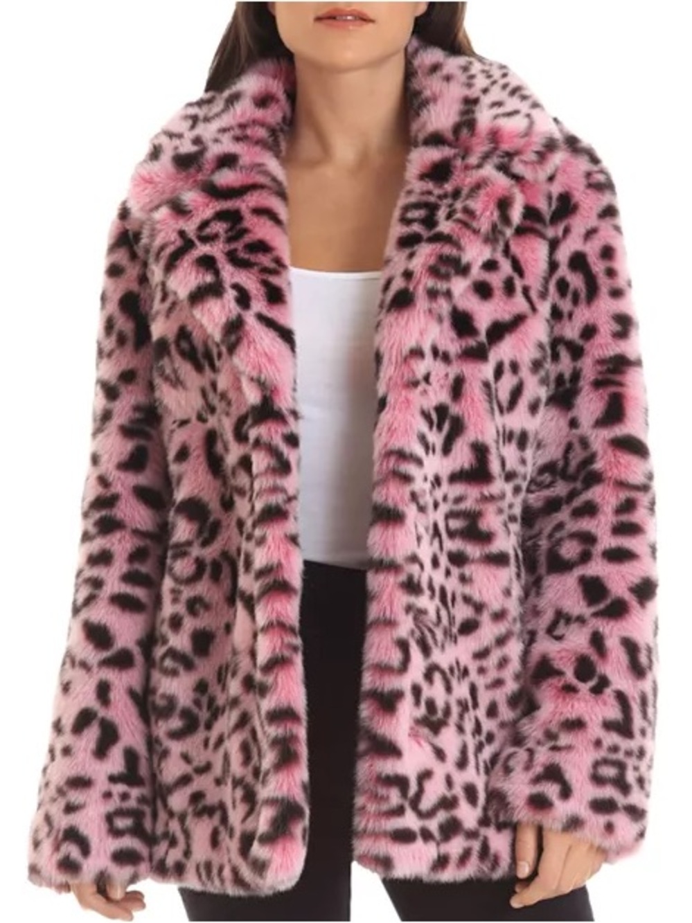 Avec Les Filles Pink Leopard Faux Fur Teddy Coat Anthro Women's Size Med